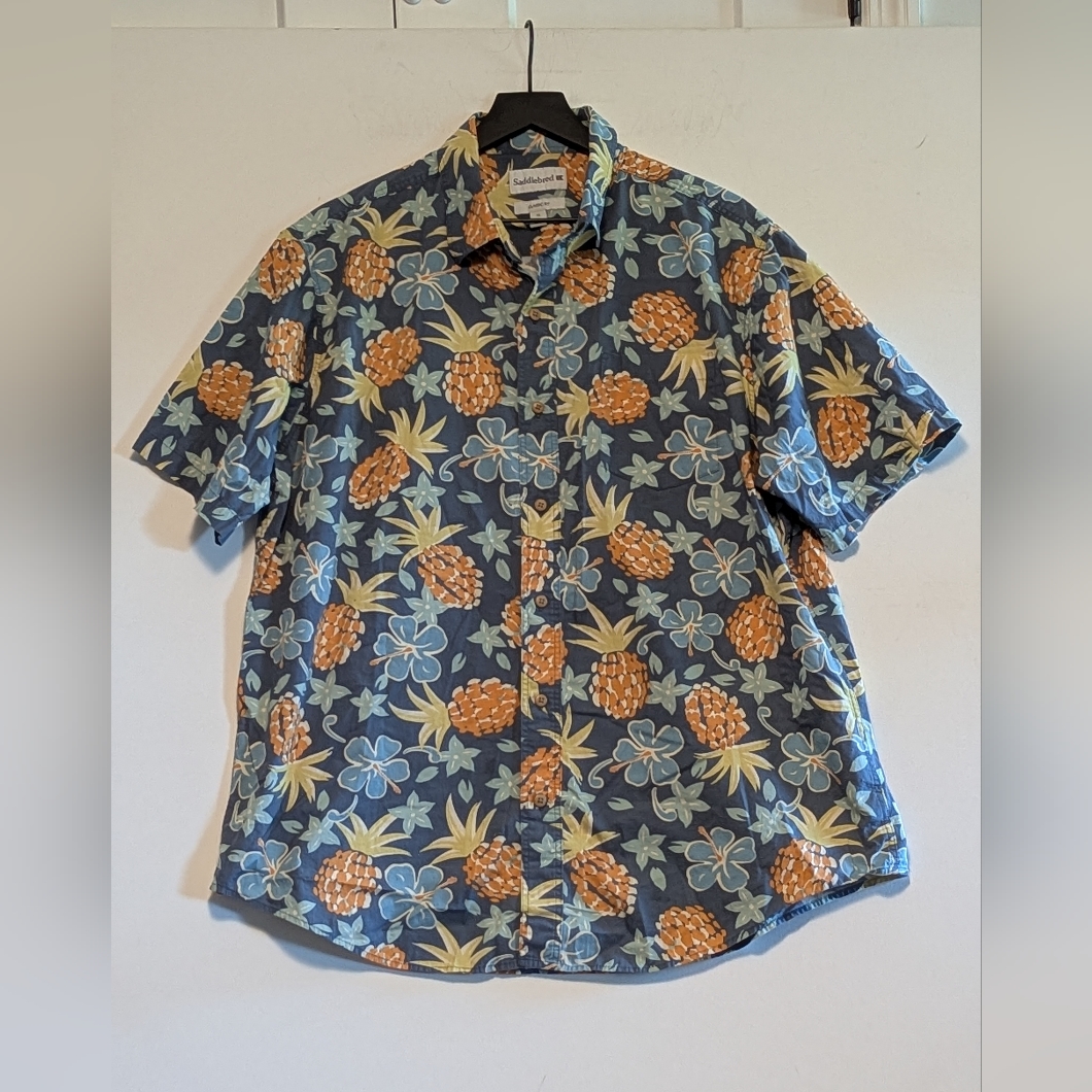 Saddlebred Mens Xl Pineapple Floral Tropical Excel Used Vacation Classic Fit Top